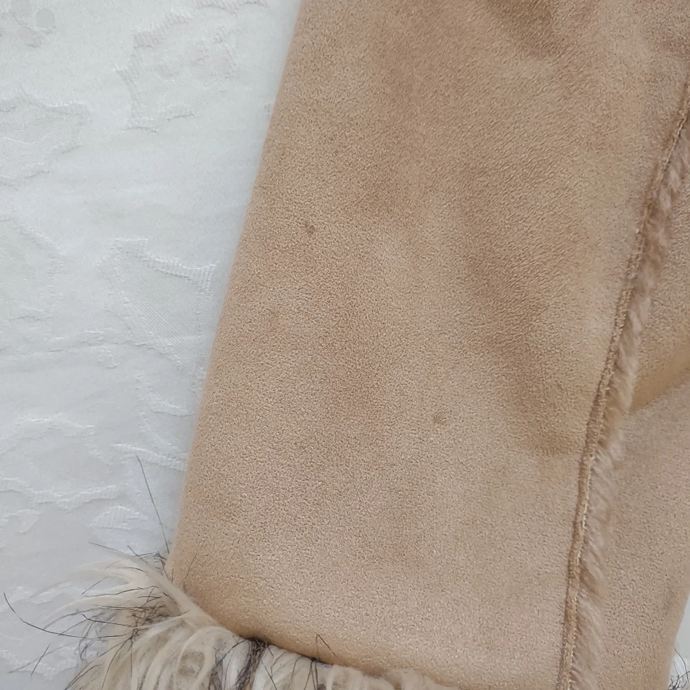 Penny Lane long coat faux fur trim faux shearling Faux Suede Hooded Vintage - Picture 11 of 13